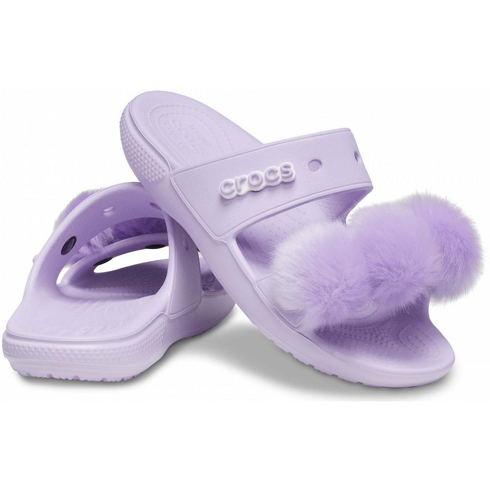 Purple Men's Crocs Classic Fur Sure Sandals | NZ 1249QMAZ